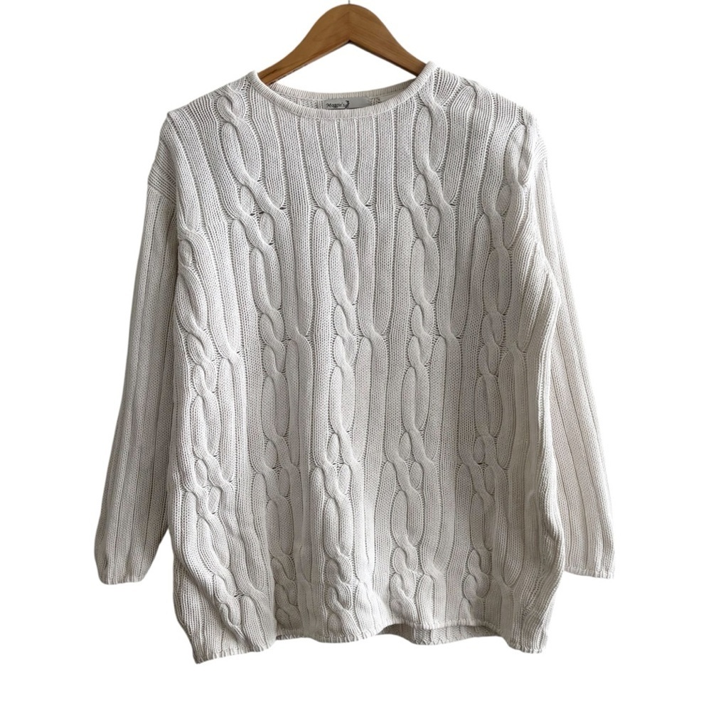 Vintage 100% Cotton Scoop Neck Cable Knit Sweater